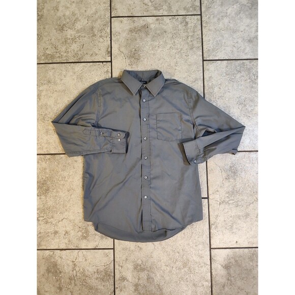 George Adult Large 42-44 Gray Button Up Long Sleeve Classic Modern Mens - Picture 10 of 16
